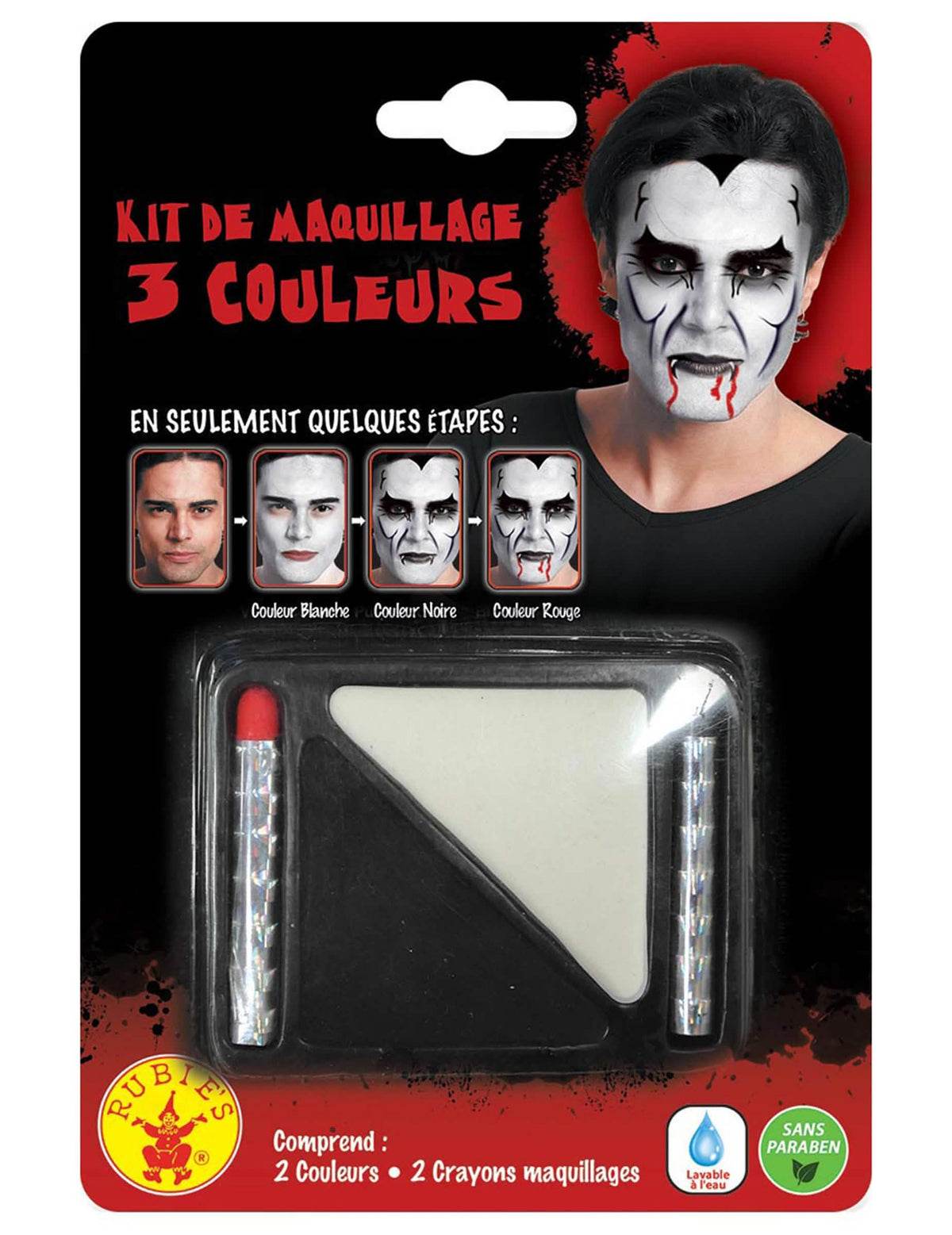 Prednji prikaz pakiranja i sadržaja vampire šminke