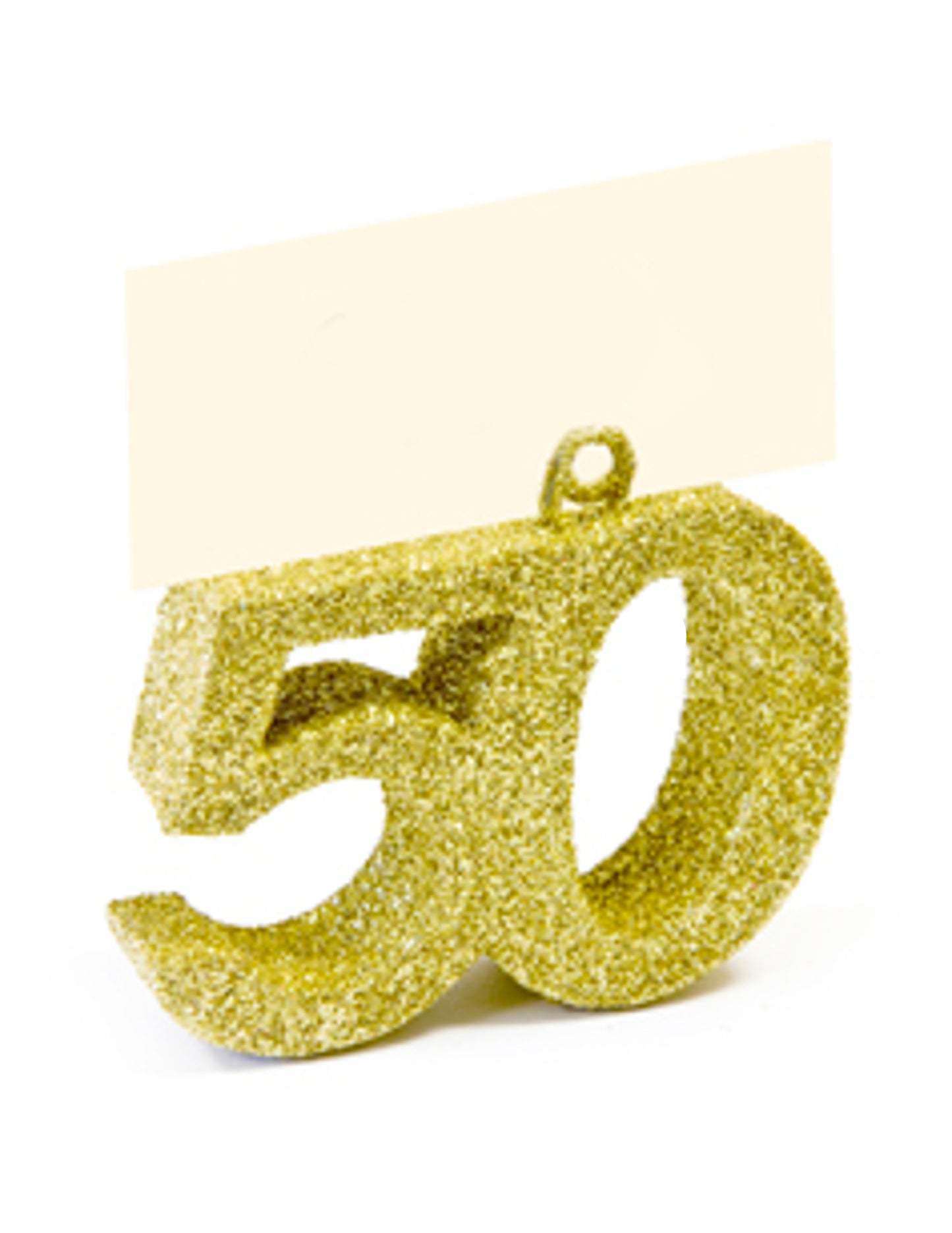 Kartica s brojem 50 s svjetlucavim oznakama, zlatna, 4 x 4 x 1,5 cm s oznakom imena