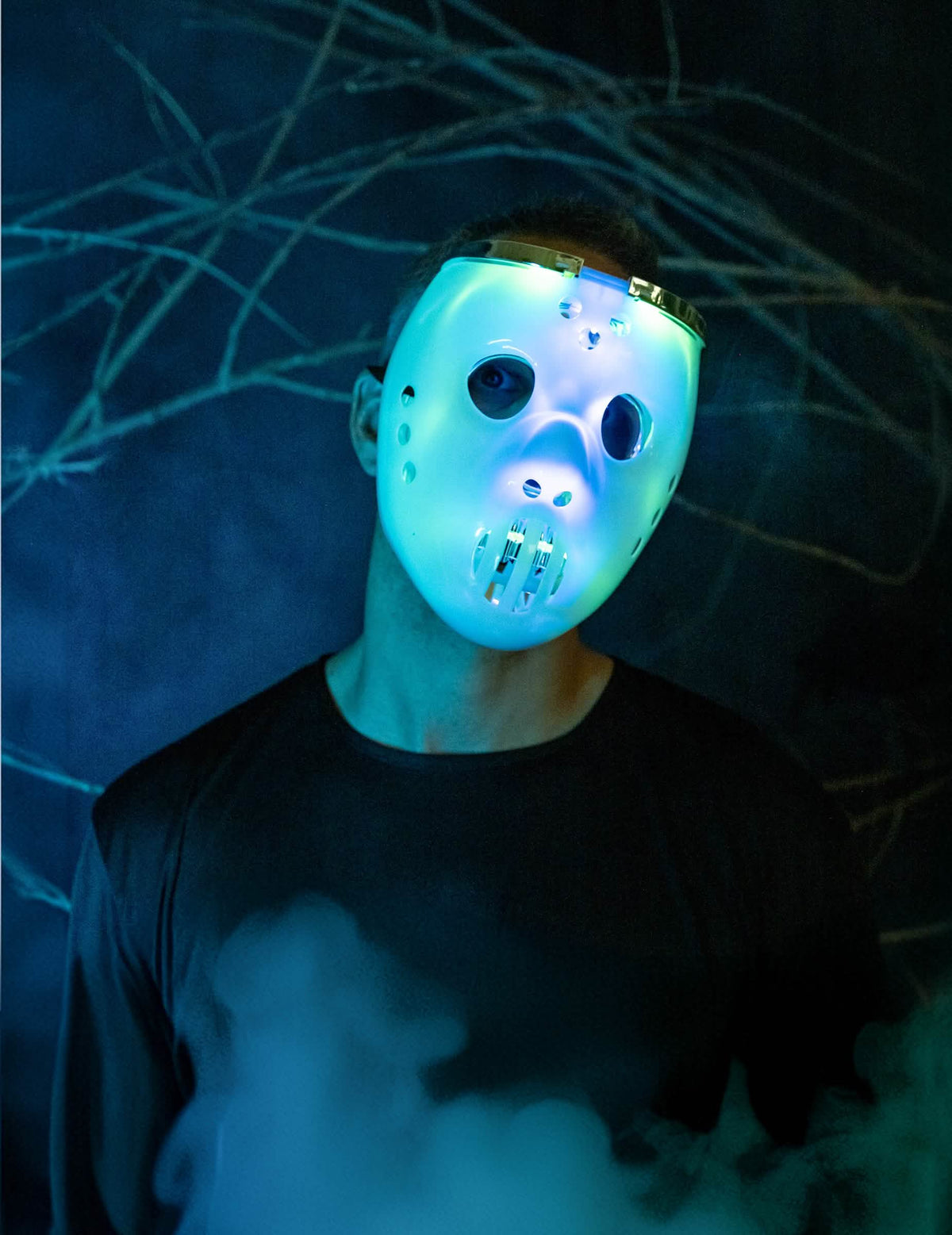 Plavi svjetlosni efekt 2 u 1 svijetleće maske hokejaša