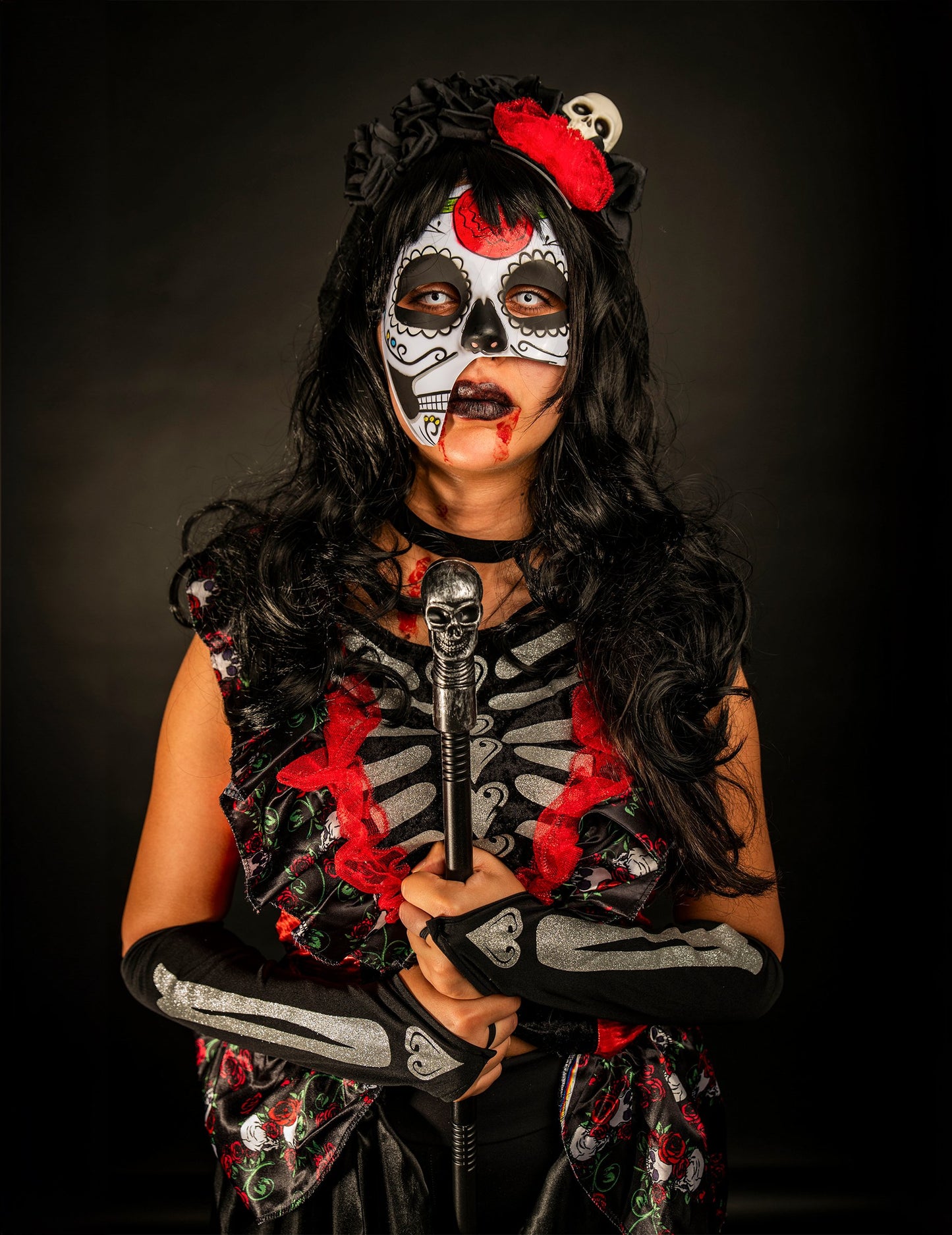 Dia asimetrična maska Los Muertos odraslih