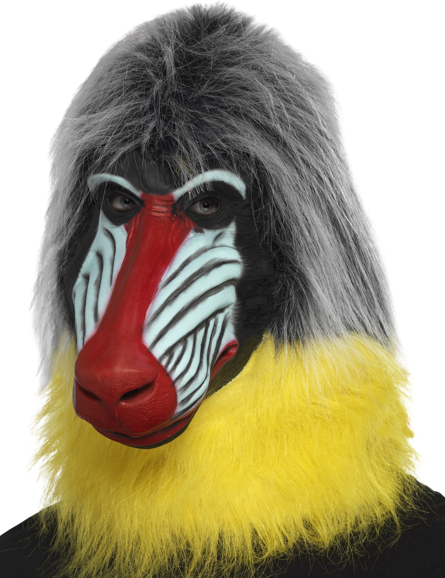 Masque babouin pour adulte multicolore avec poils gris et jaunes