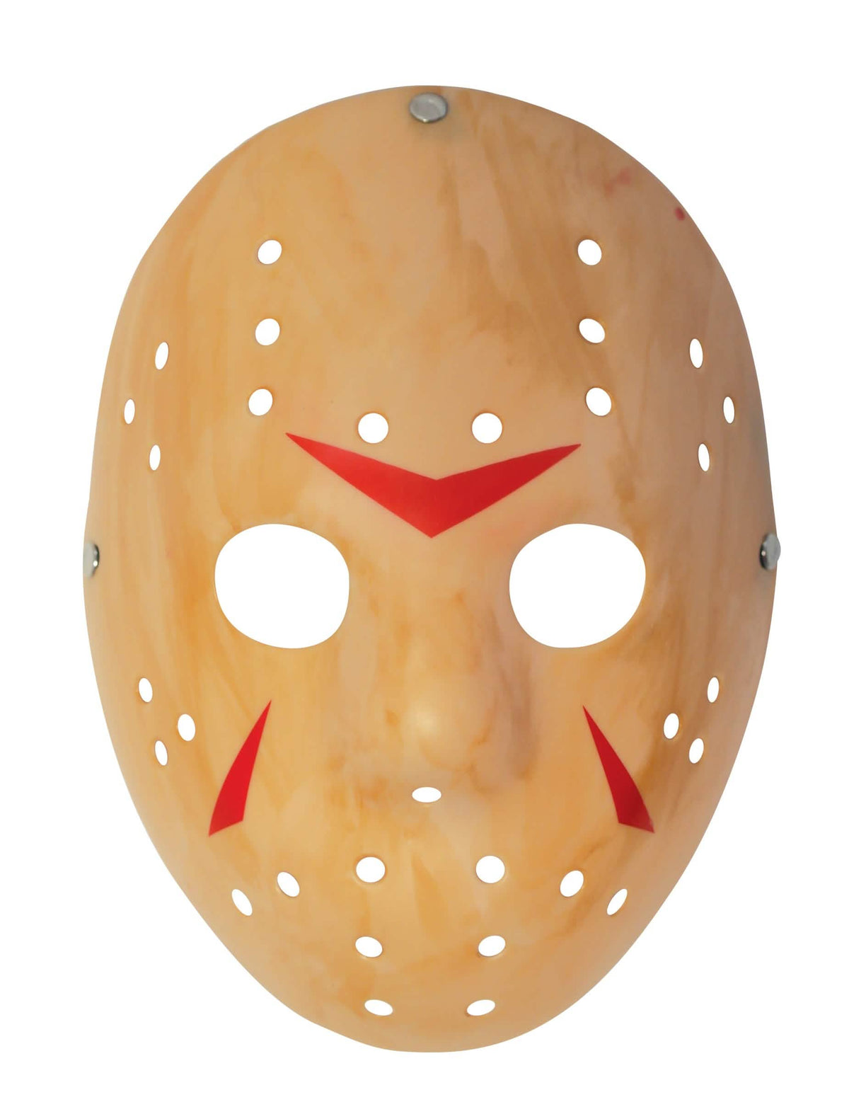 Plastična Jason maska za odrasle bež s crvenim oznakama