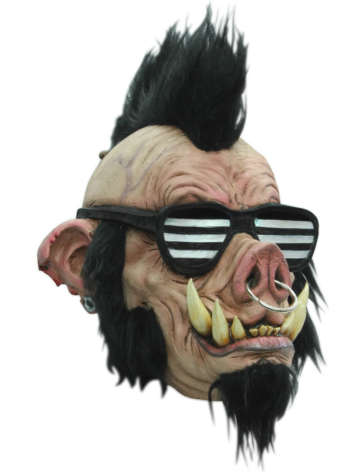 Maska za vepra punk za odrasli bež i crna s naočale i čuperkom
