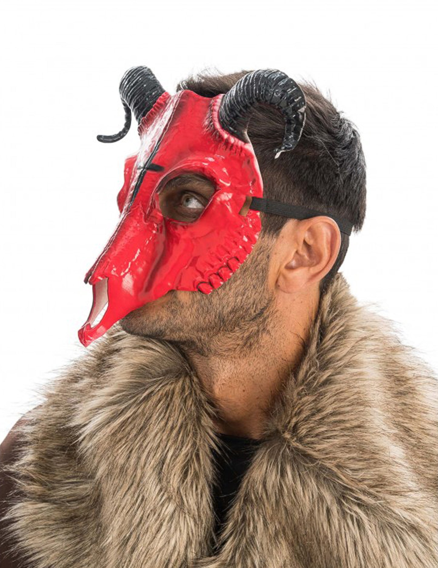 Odrasli crveni rogovi demonski kostur maska