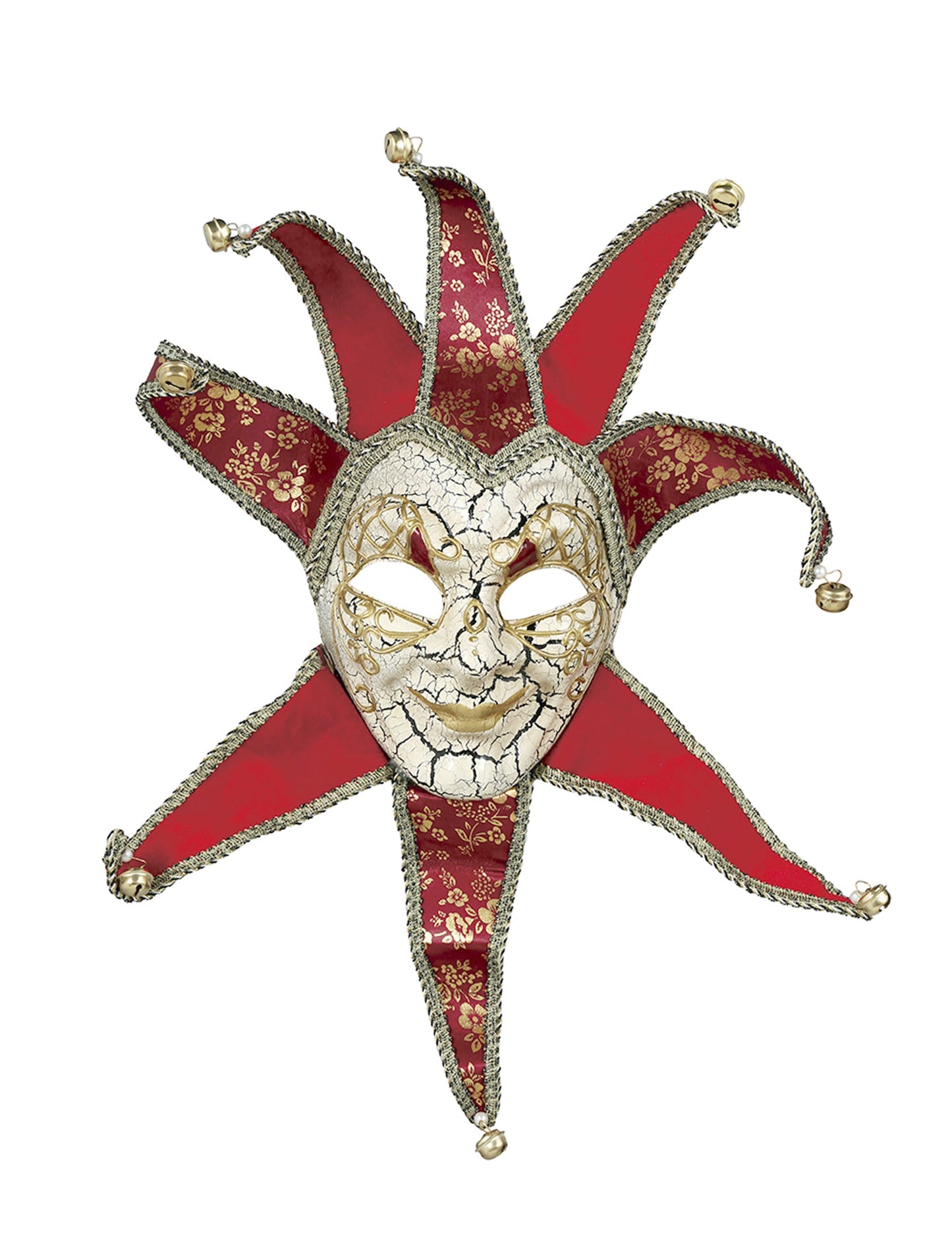 Vue de face du masque vénitien pour homme rouge et or