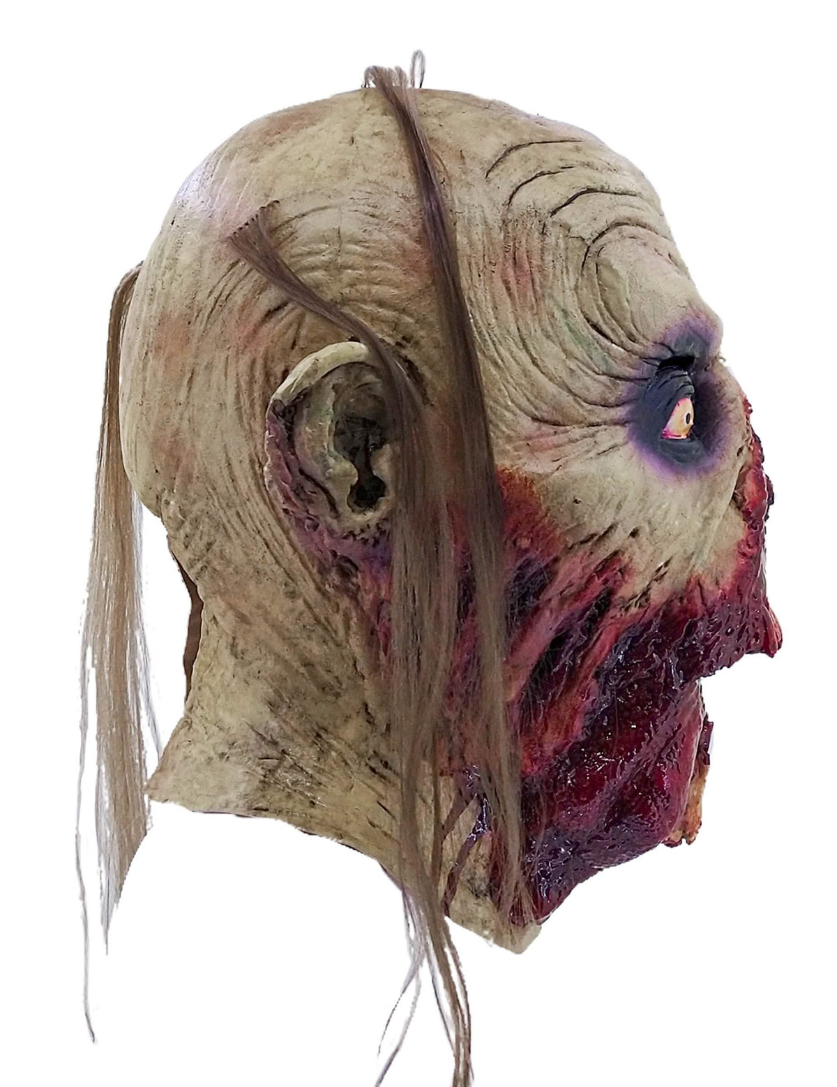 Pogled iz profila krvave maske zombija