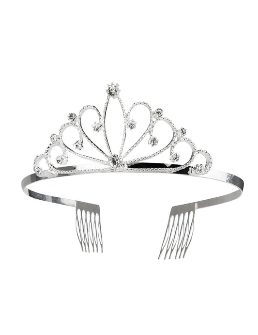 Détail des peignes de fixation de la mini couronne argentée pour femme