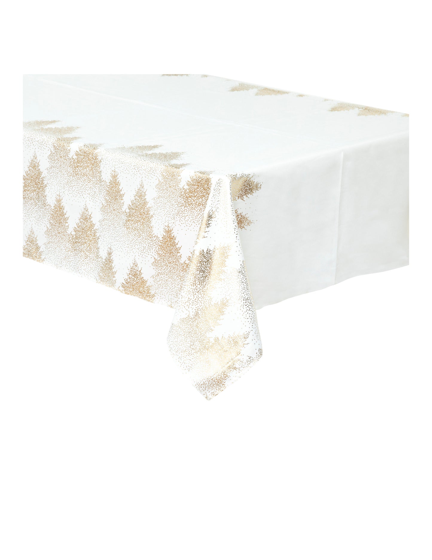 Bijelo-zlatni flokirani stolnjak s motivom jelke, 140 x 240 cm poliester