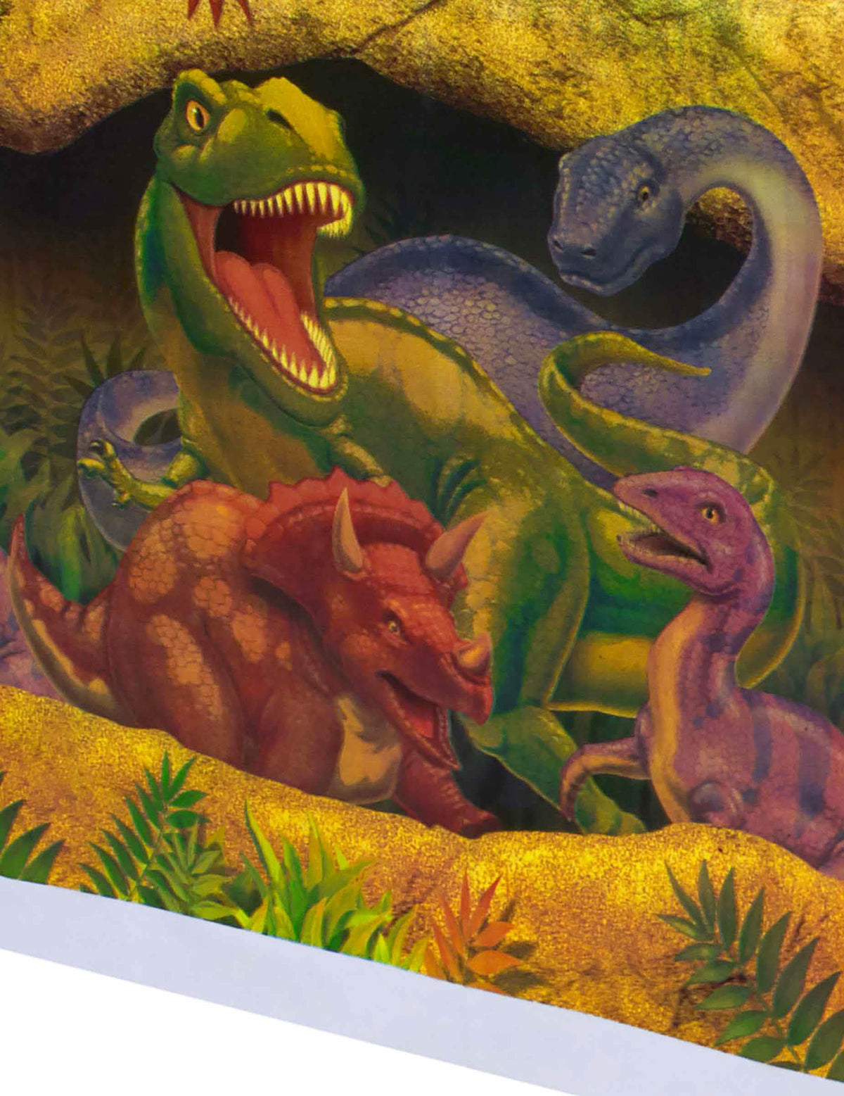Detalj ilustracija dinosaura na plastičnom stolnjaku rođendan Dinosauri