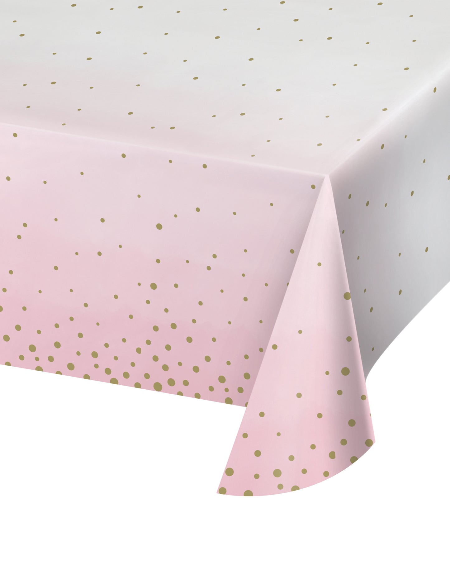 Ružičasti i bijeli papirnati stolnjak sa zlatnim točkicama 137 x 259 cm za baby shower