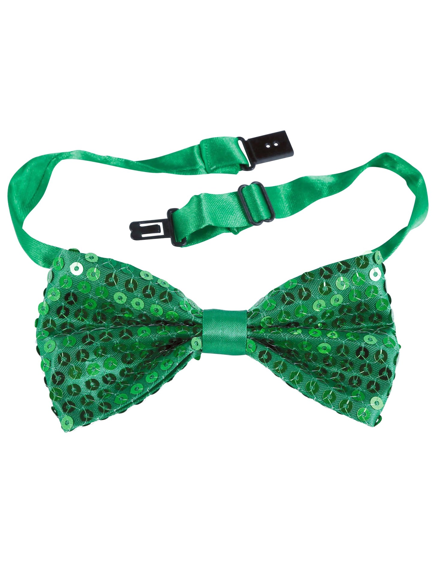 Détail du système d'attache du noeud papillon à sequins pour adulte