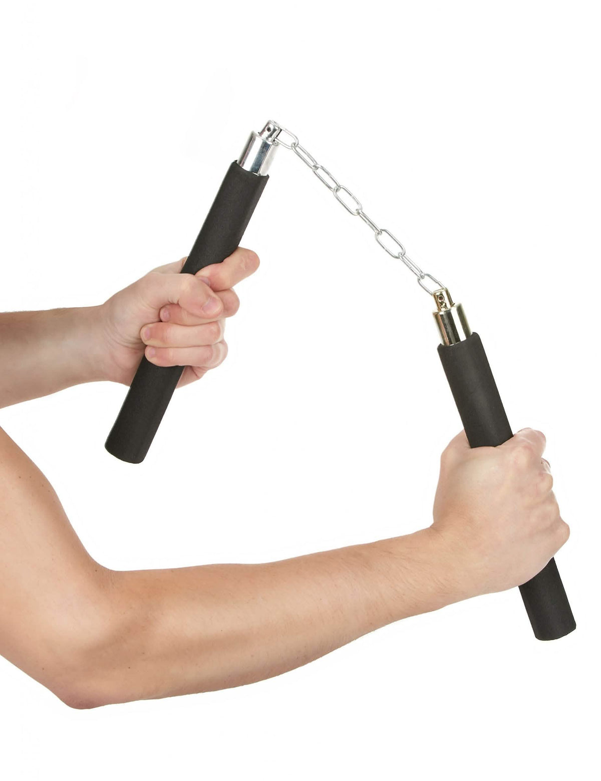 Učenje rukovanja nunchakuom od crne pjene sa srebrnim lancem
