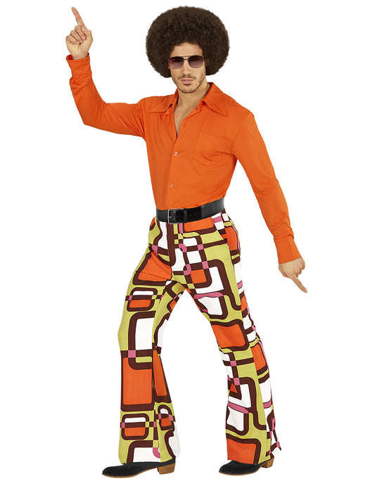 Pantalon groovy géométrique années 70 homme