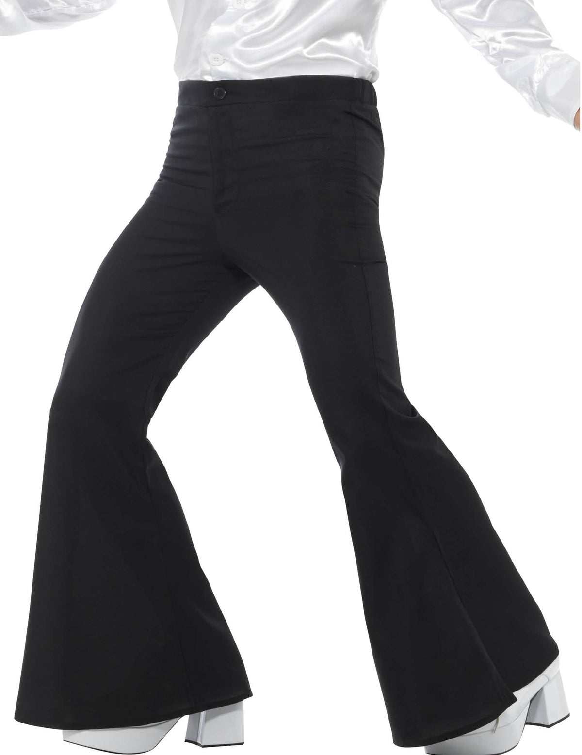 Pantalon disco pour homme noir à pattes d'eph