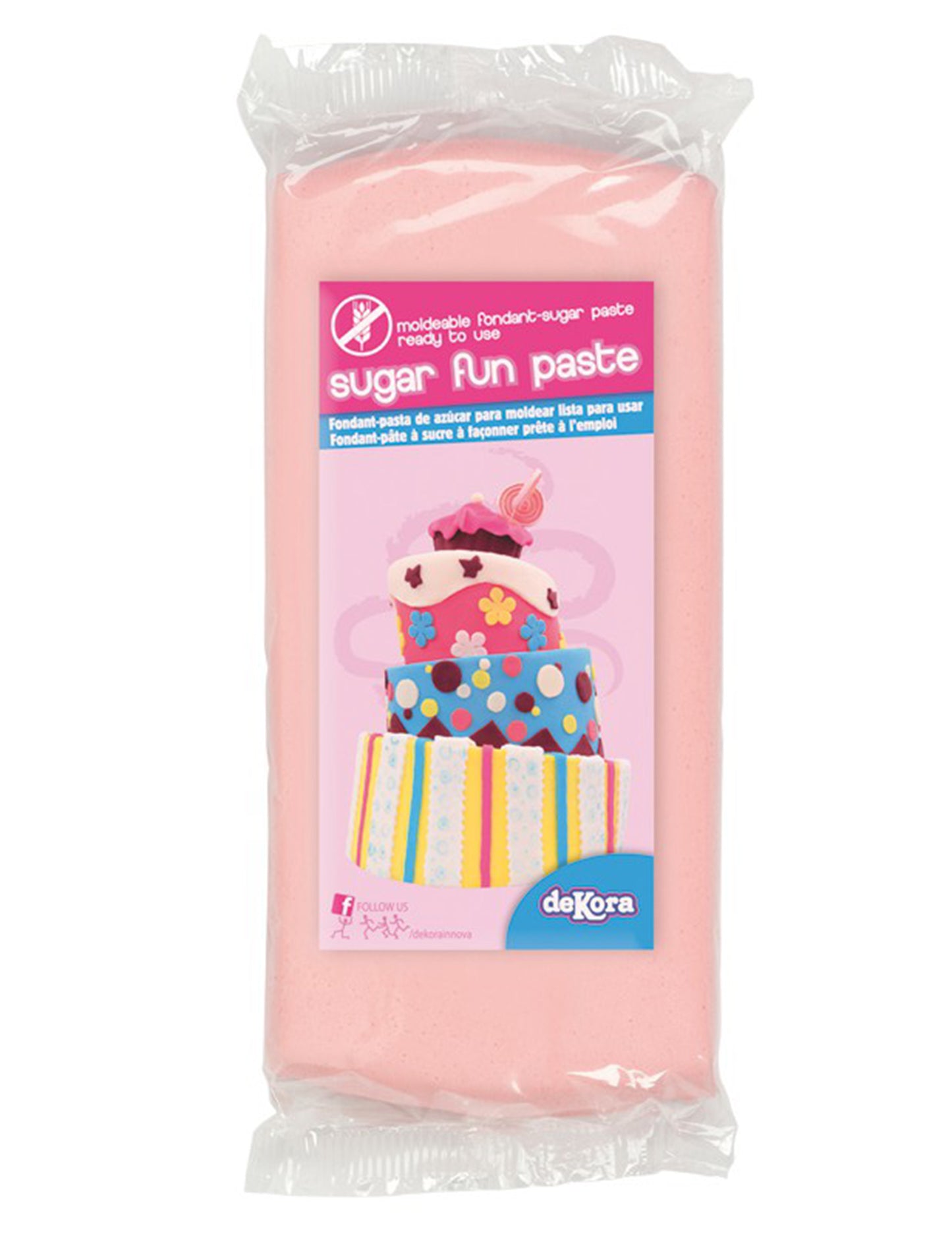 Pâte à sucre sans gluten rose prête à l'emploi