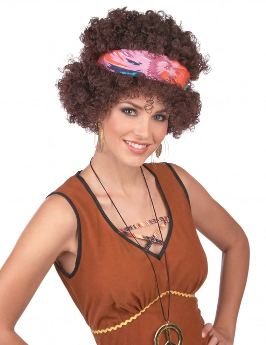 Vue de face de la perruque afro hippie