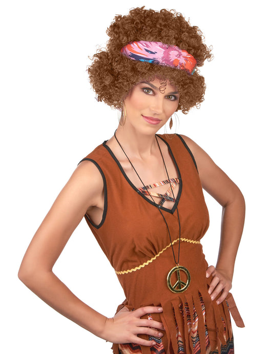 Vue de face de la perruque afro hippie