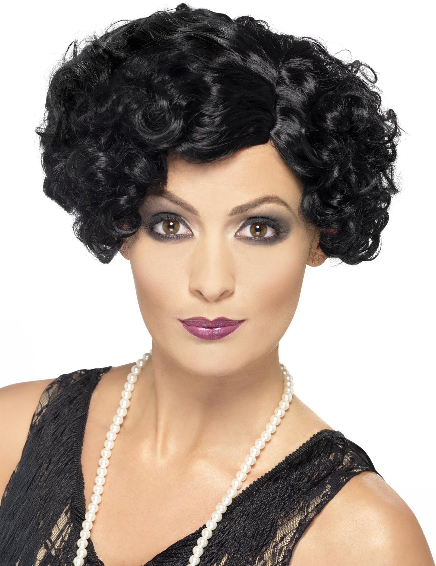 Ženska crna valovita kabareta perika