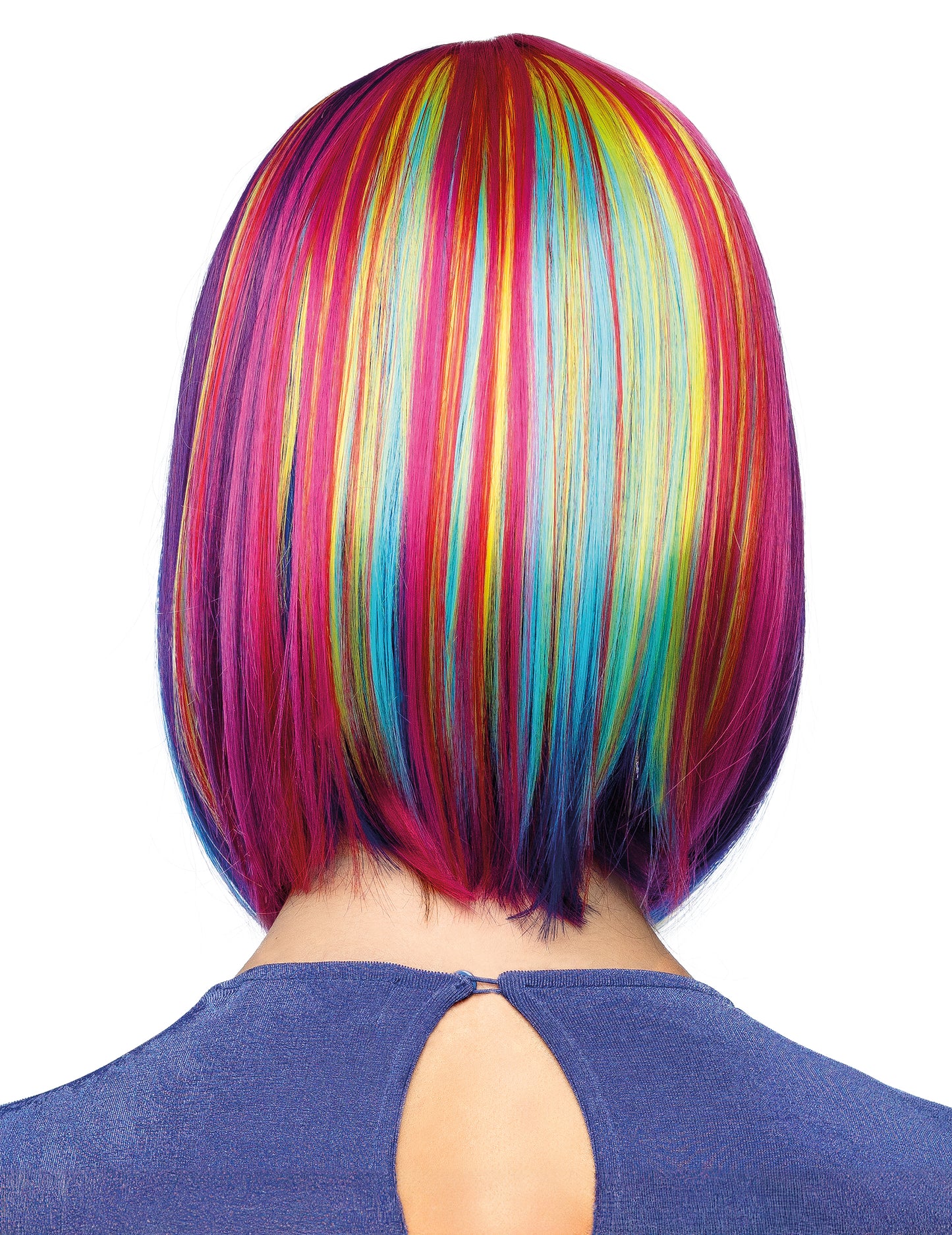 Duga kvadratna perika s raznobojnim fitima