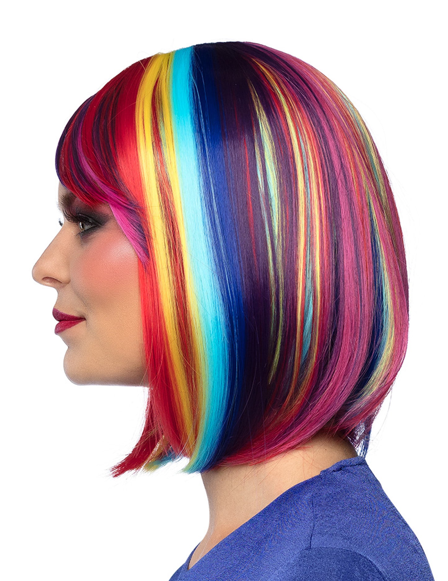 Duga kvadratna perika s raznobojnim fitima