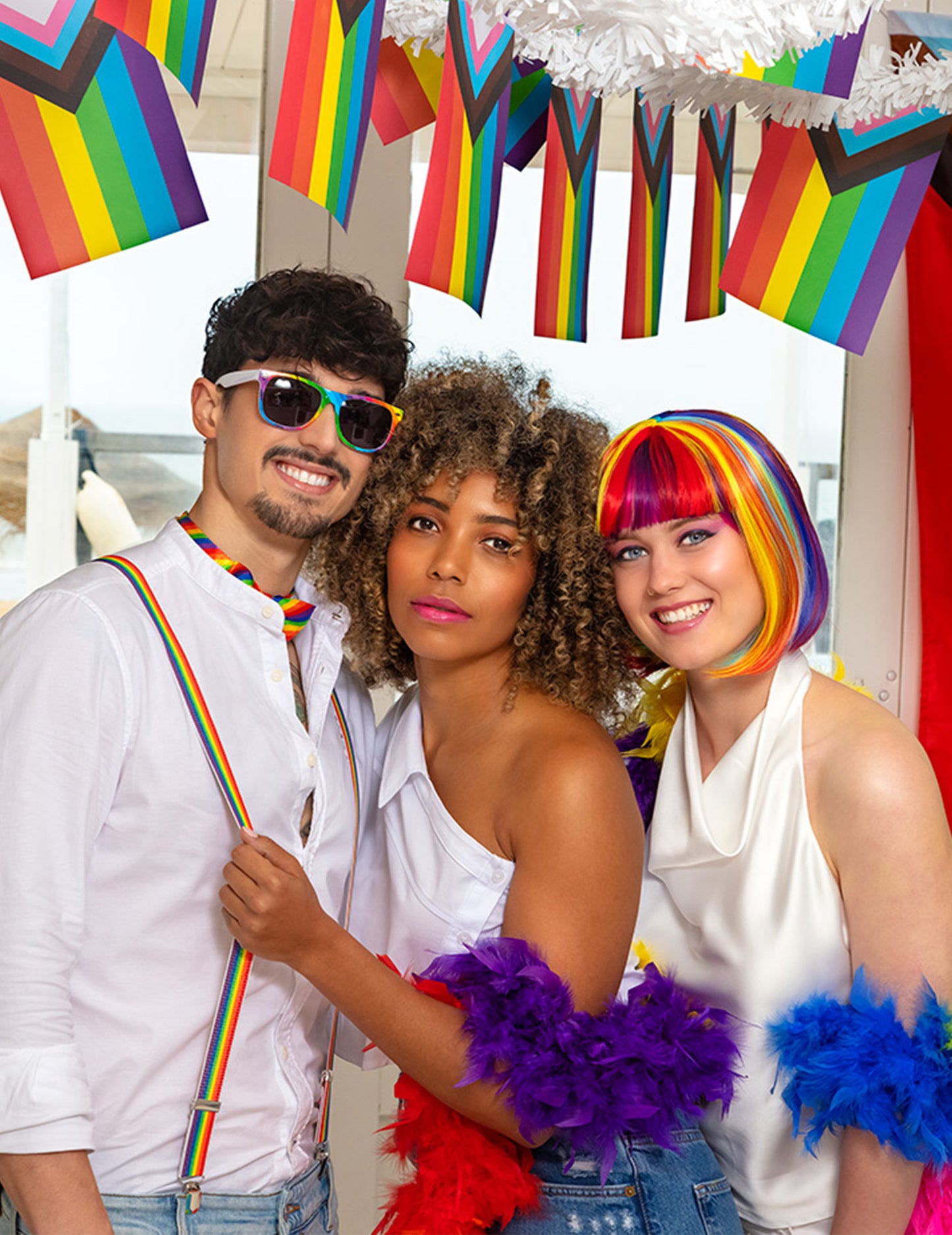 Duga kvadratna perika s raznobojnim fitima