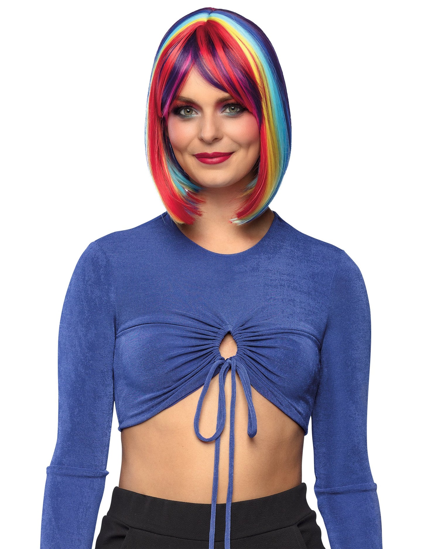 Duga kvadratna perika s raznobojnim fitima