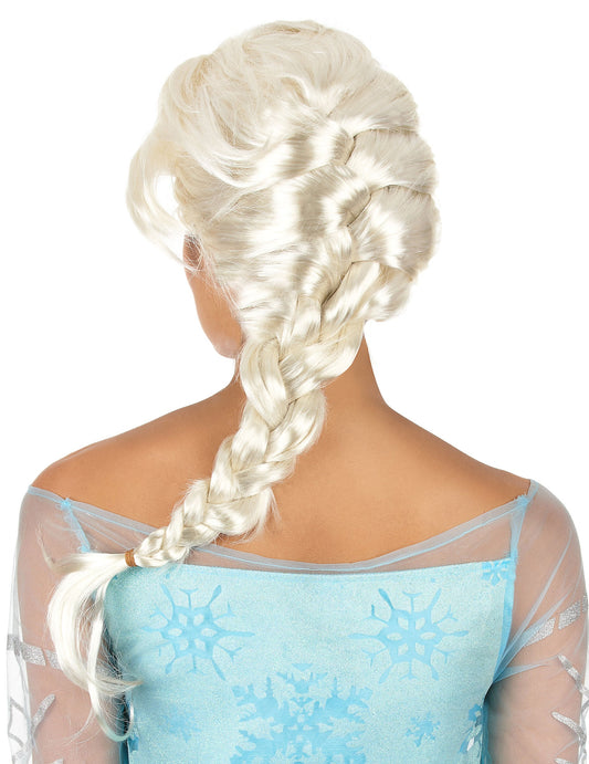 Vue de dos de la perruque avec tresse pour femme blonde