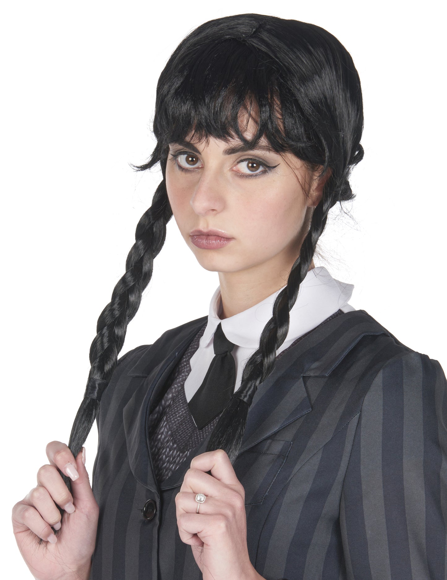 Odrasla crna pletenica gotička perika