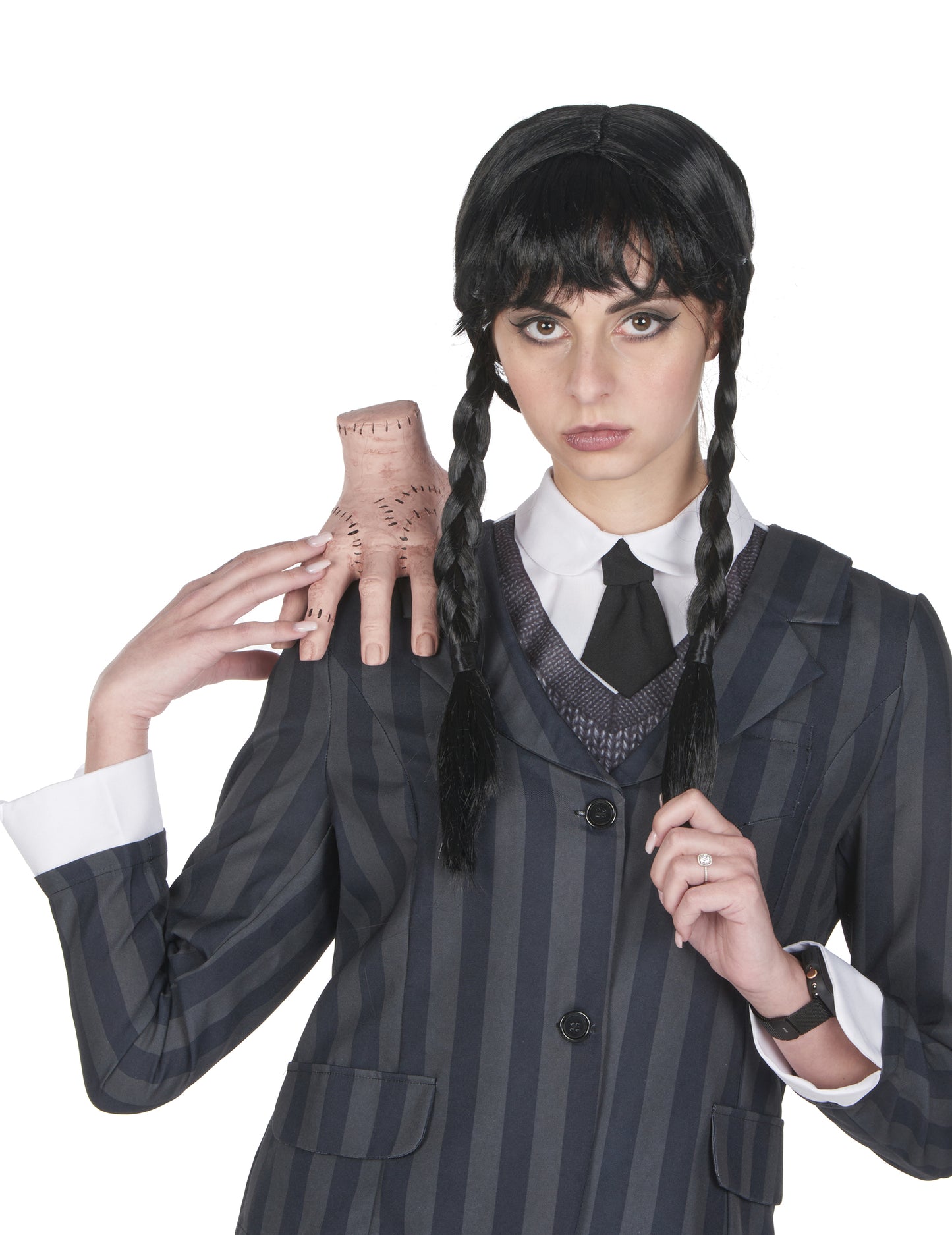 Odrasla crna pletenica gotička perika