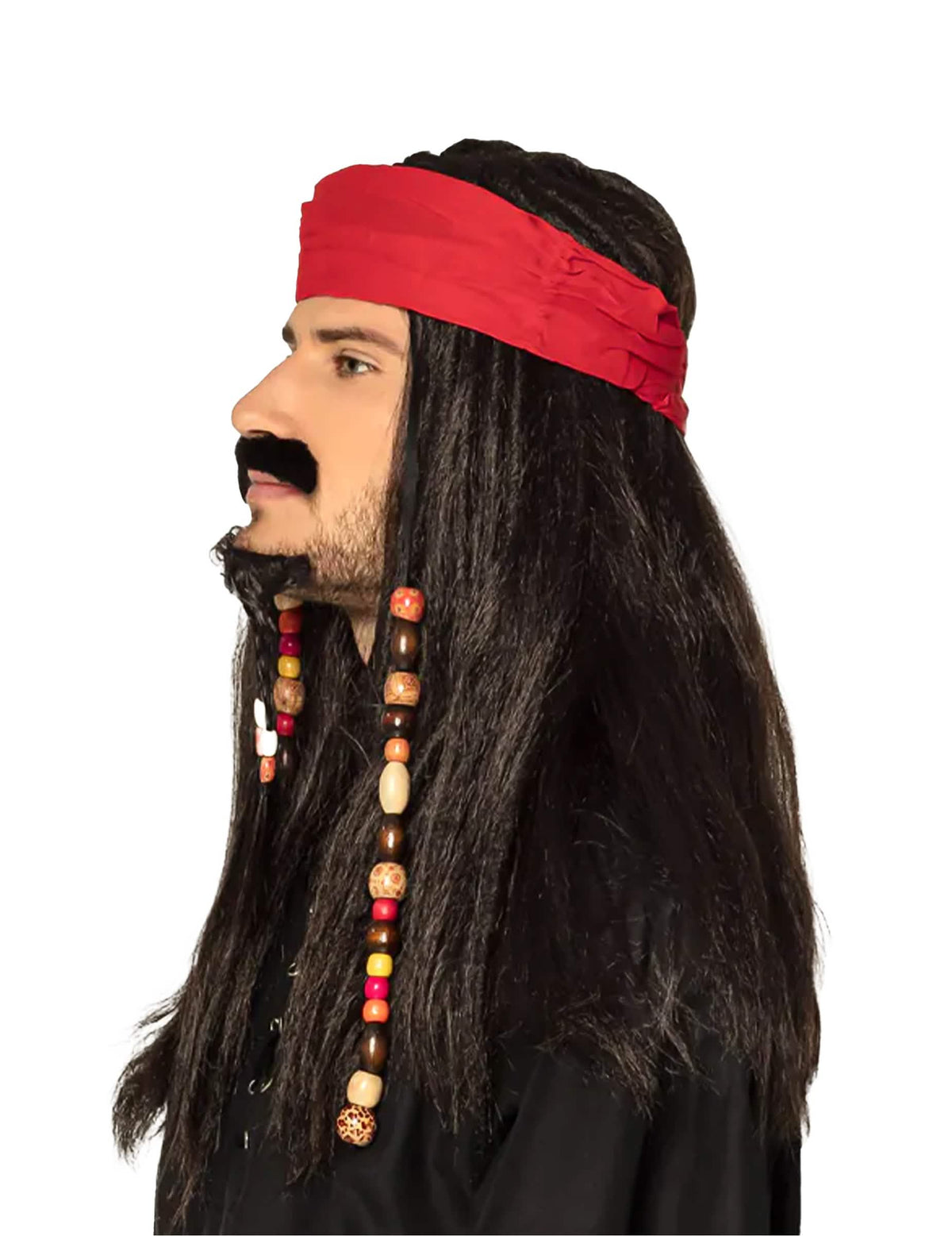 Bočni prikaz piratske perike s bandanom za muškarac