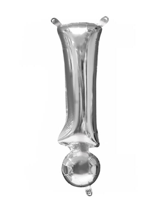 Balon od srebrne folije s uskličnikom 10 x 40 cm