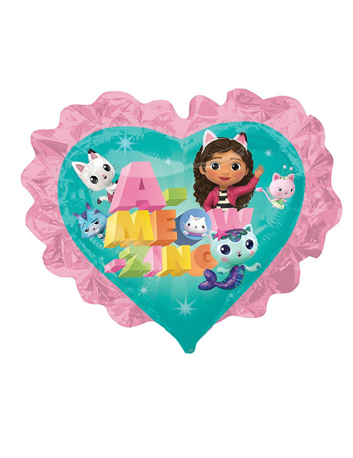 Mali aluminijski srčani balon Gabby i Čarobna kuća 22 cm