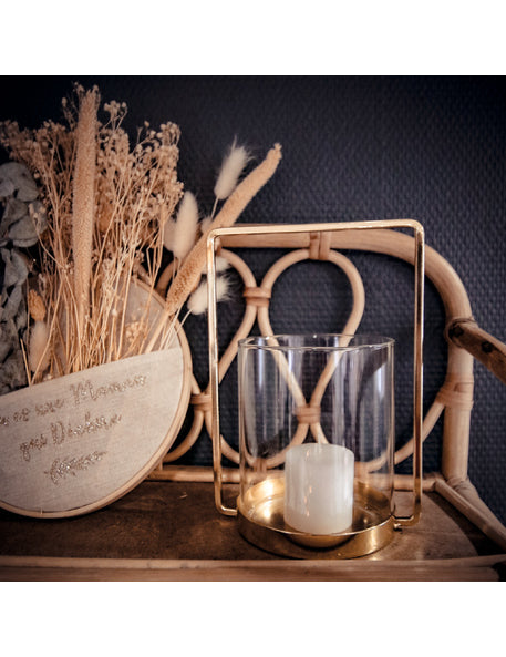 Stakleni svijećnjak sa zlatnim okvirom 19,5 cm za vjenčanje