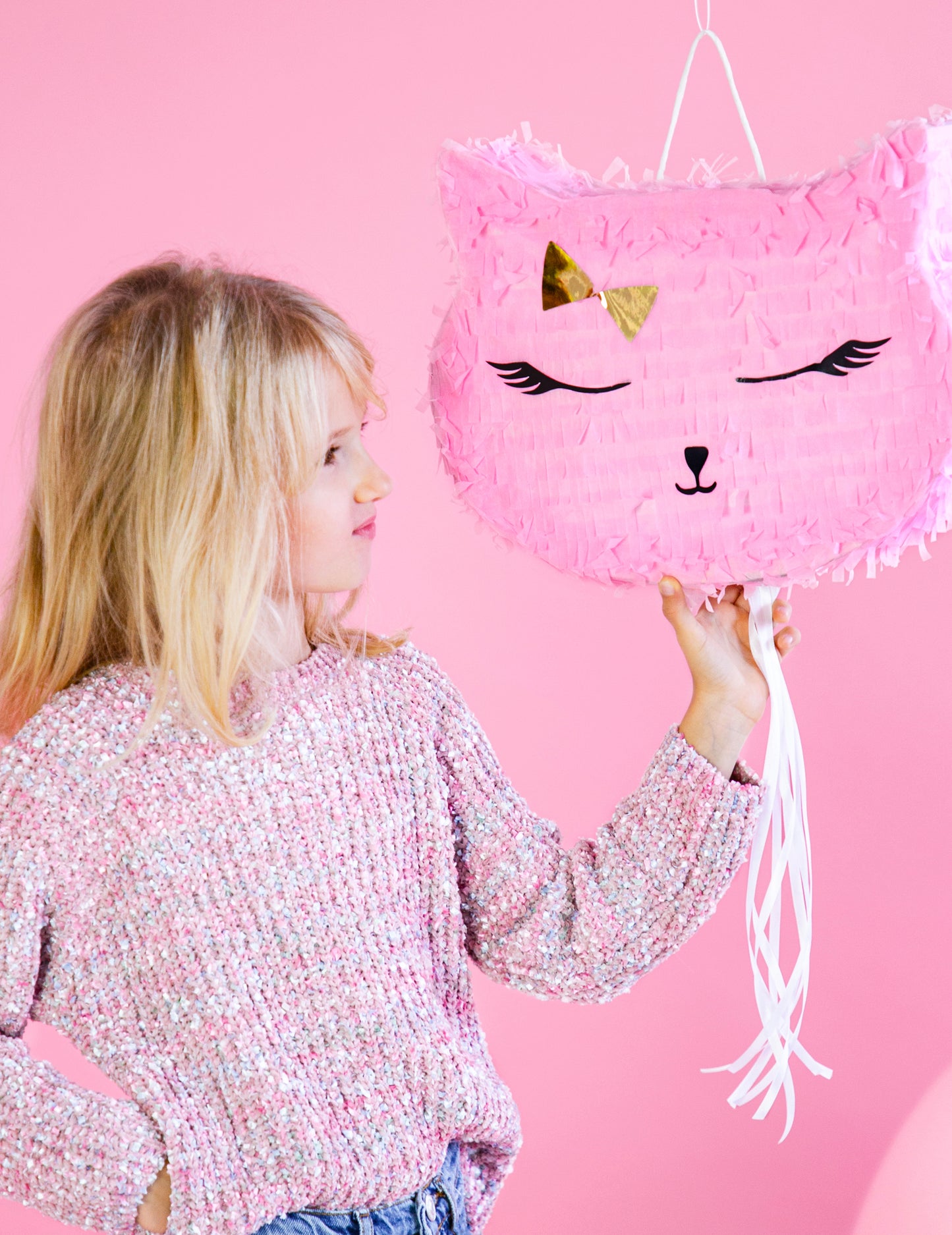 Ružičasti chat piñata 37 x 27 cm