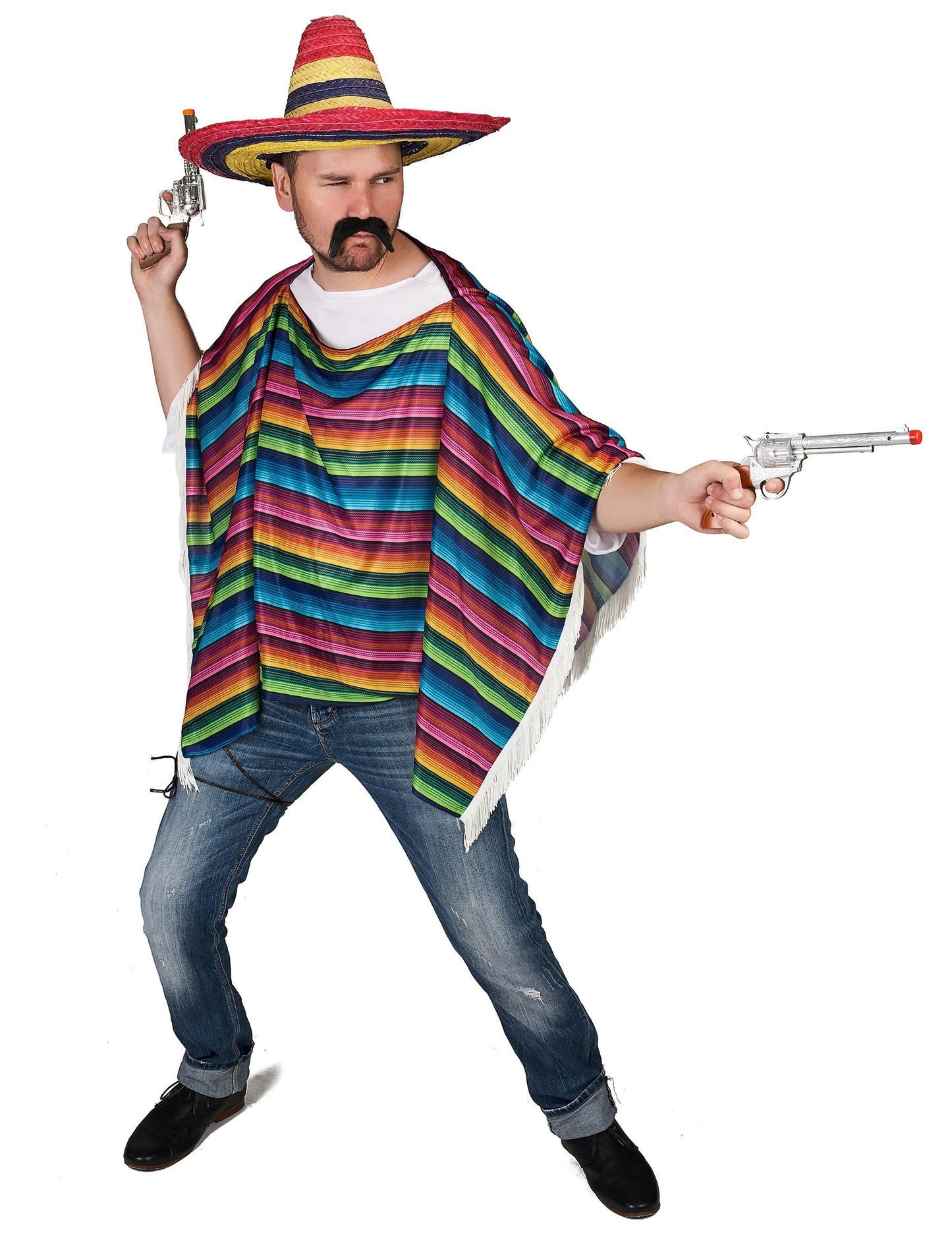 Višebojni meksički pončo s odraslim rubovima