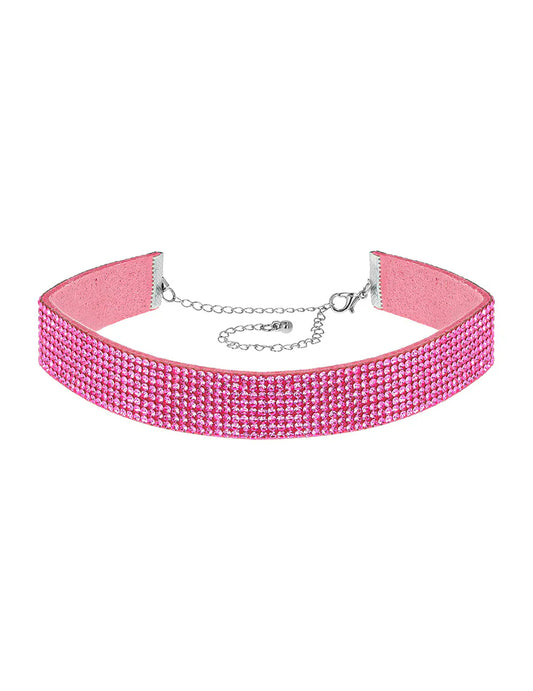 Ružičasti choker s cirkonima za odrasle