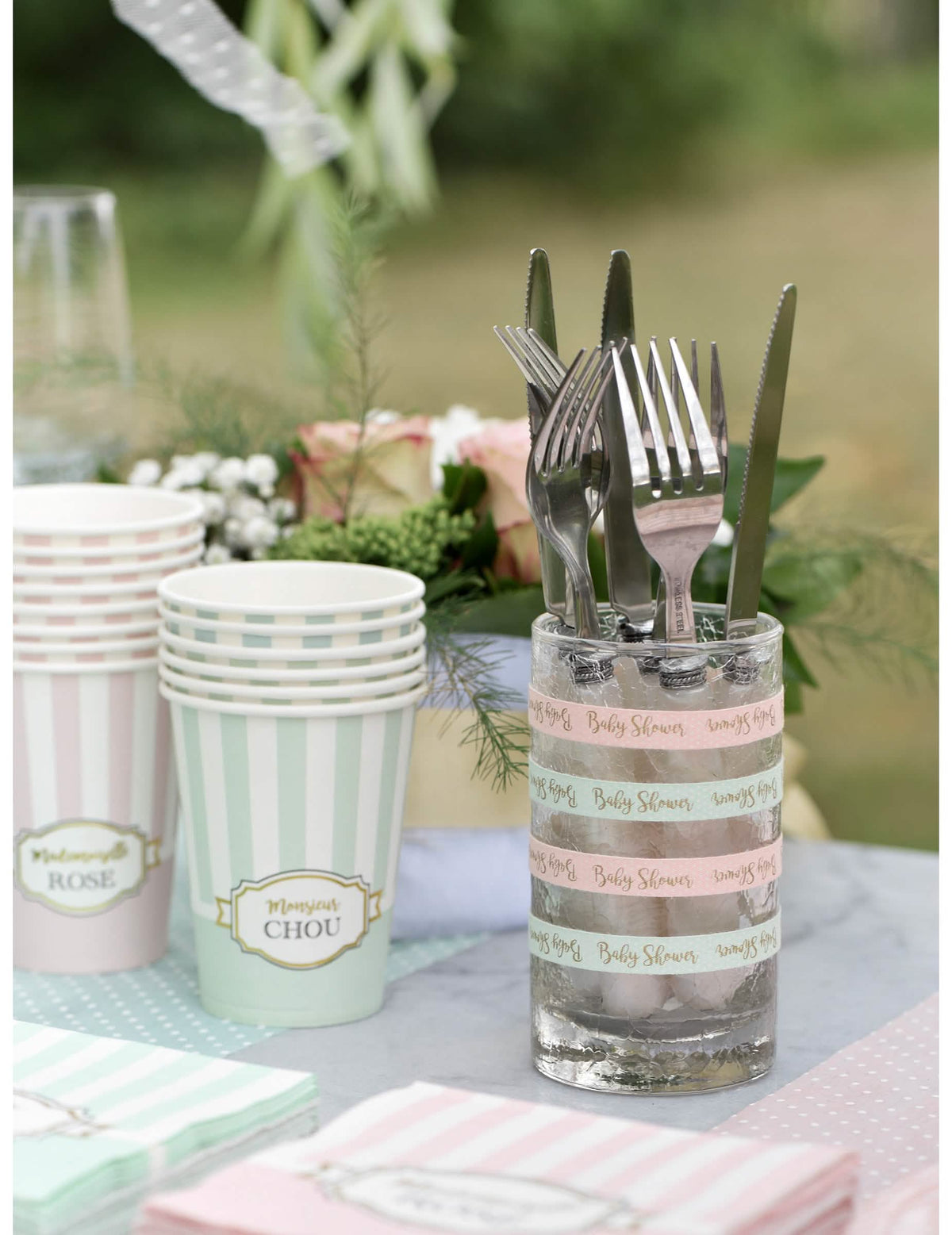 Prikaz pamučne ljepljive vrpce za baby shower