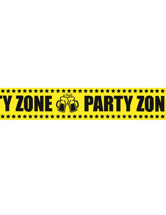 Détail du texte et des motifs du ruban Party Zone