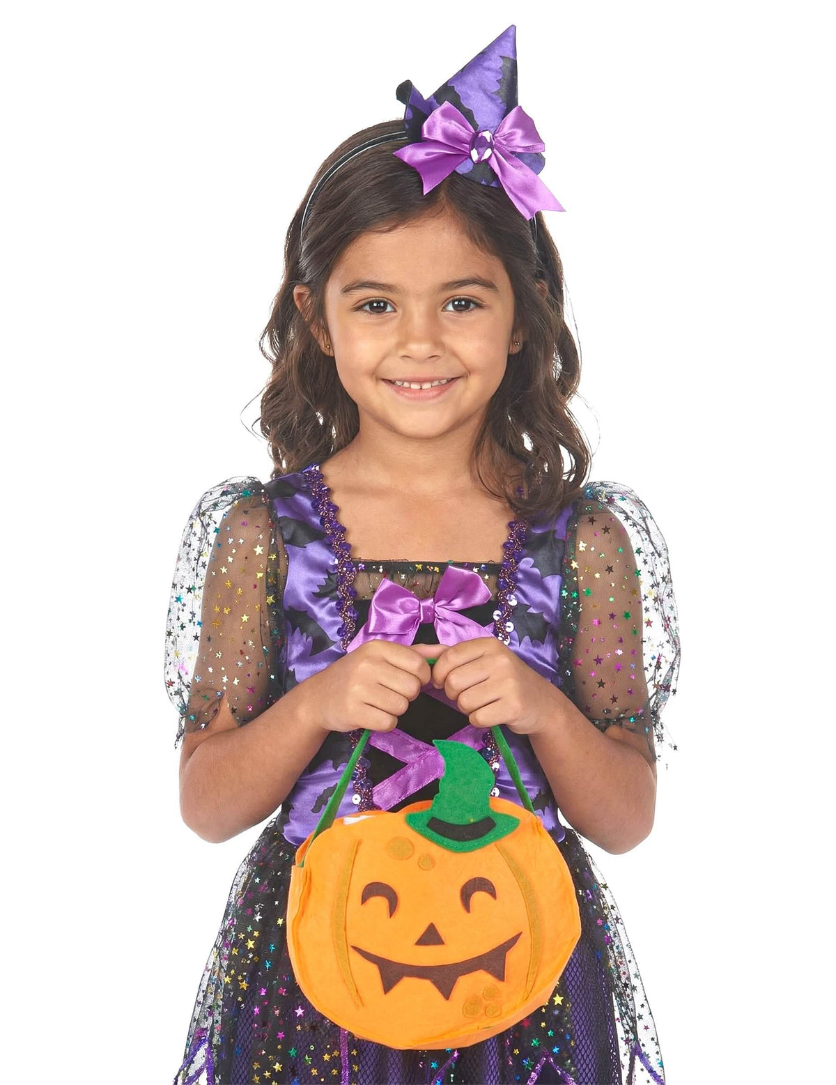 Halloween torba bundeva za dijete narančasta s licem i zelenim šeširom