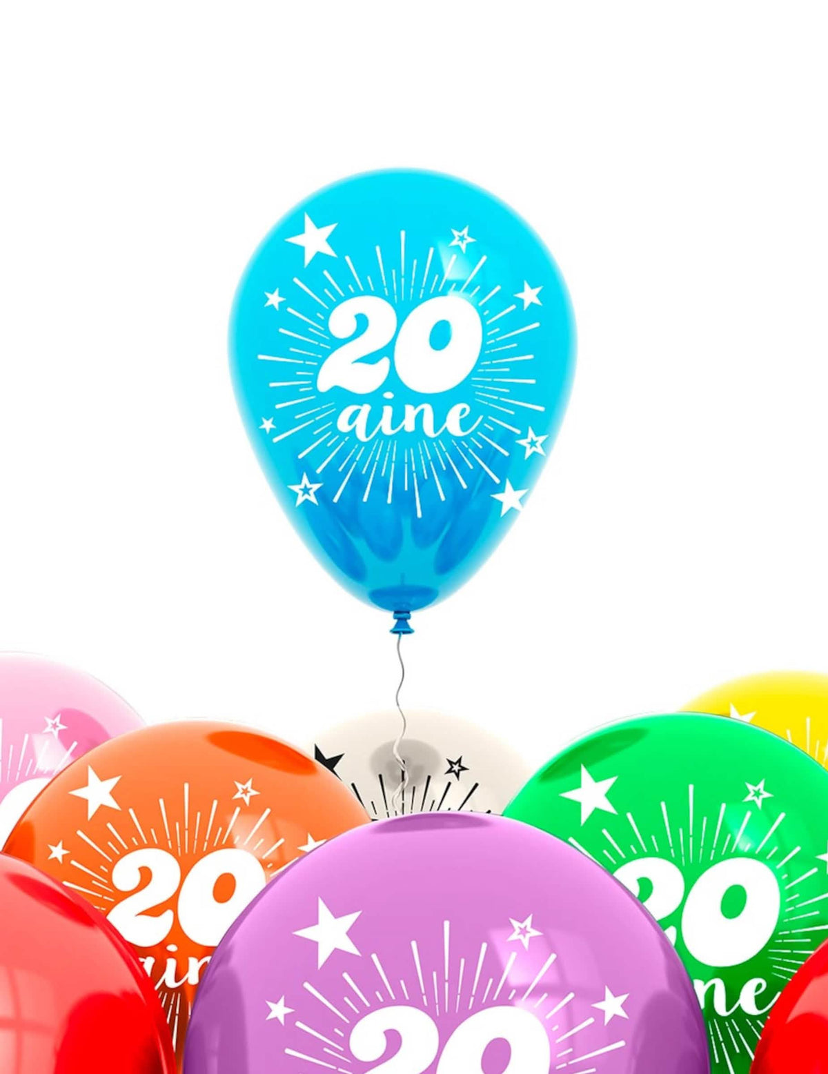 baloni 20 godina za proslavu rođendan multicolorni sa zvijezdama i natpisom 20 godina