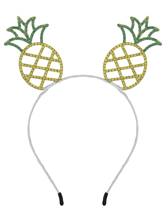 Vue de face du serre-tête ananas en métal pour adulte