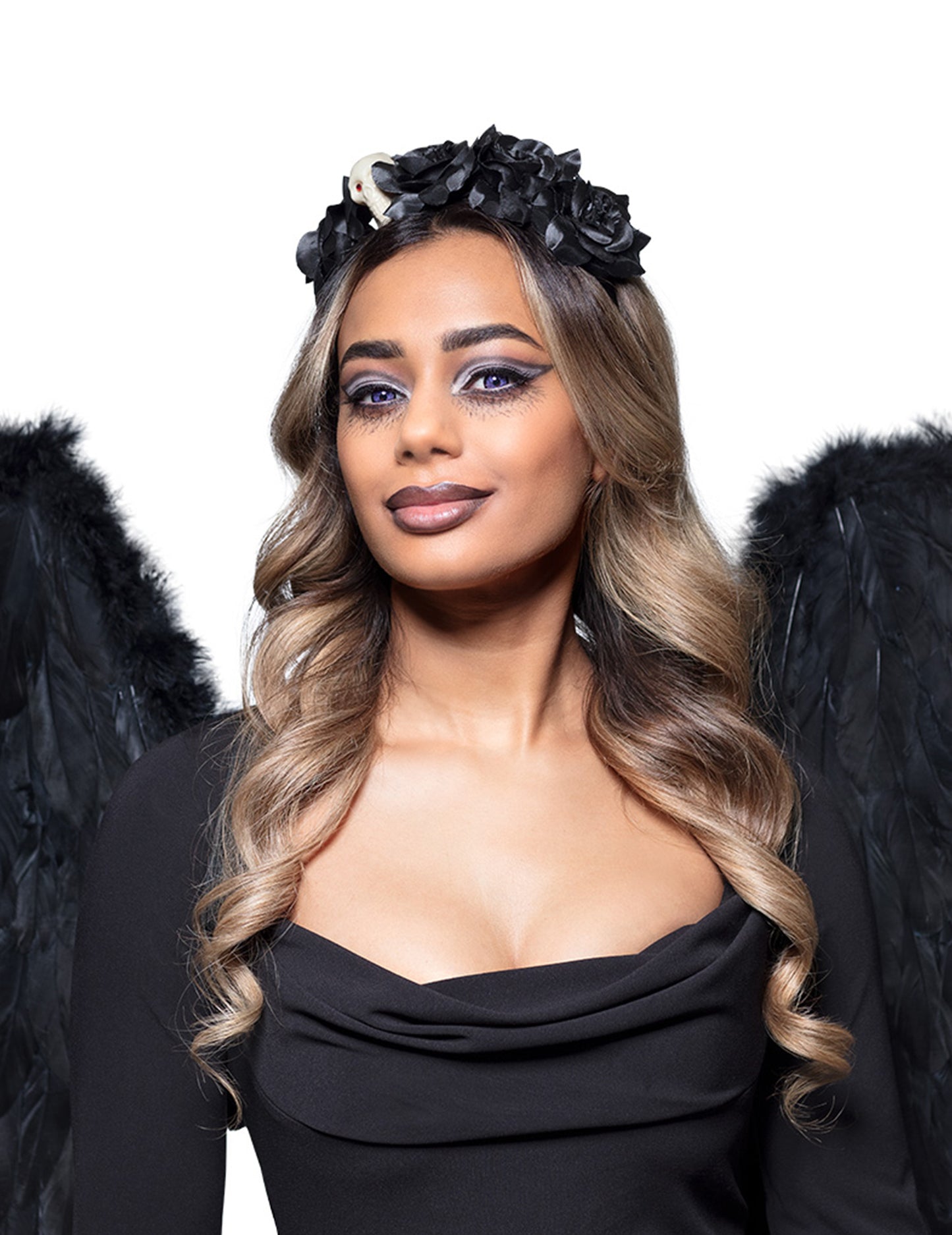 Crna ružičasta traka s ženskom skijaškom glavom Dia de los muertos