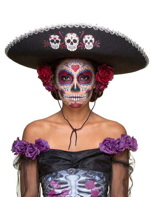 Crni sombrero dia de los muertos odraslih srebrnih završnica
