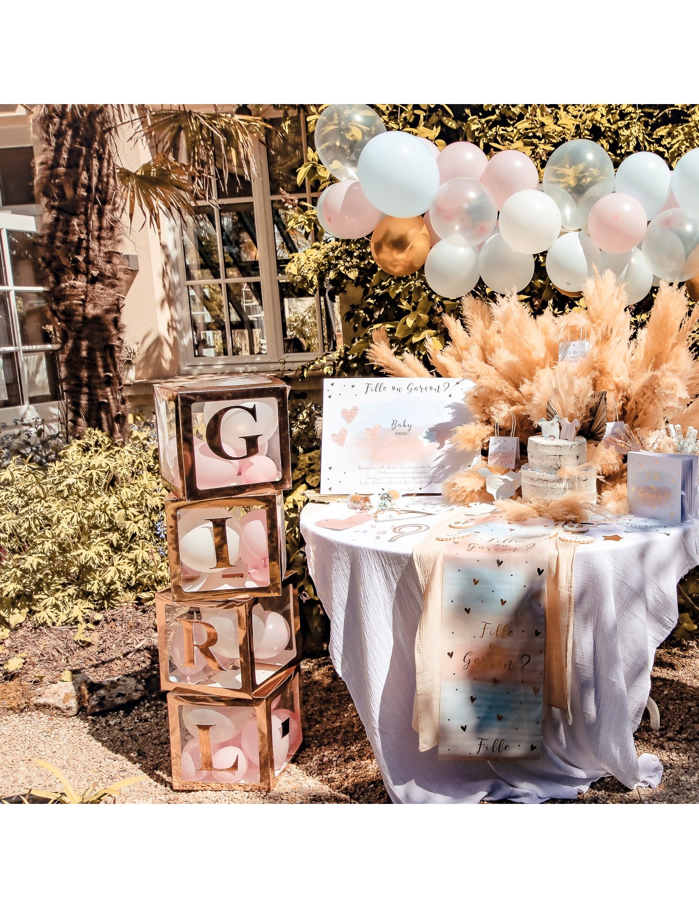 Naljepnice za djevojčice s natpisima, ružičasto zlato 15 cm za baby shower