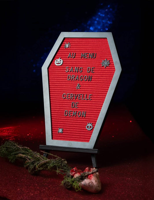 Mise en situation avec message du tableau cercueil personnalisable pour décoration
