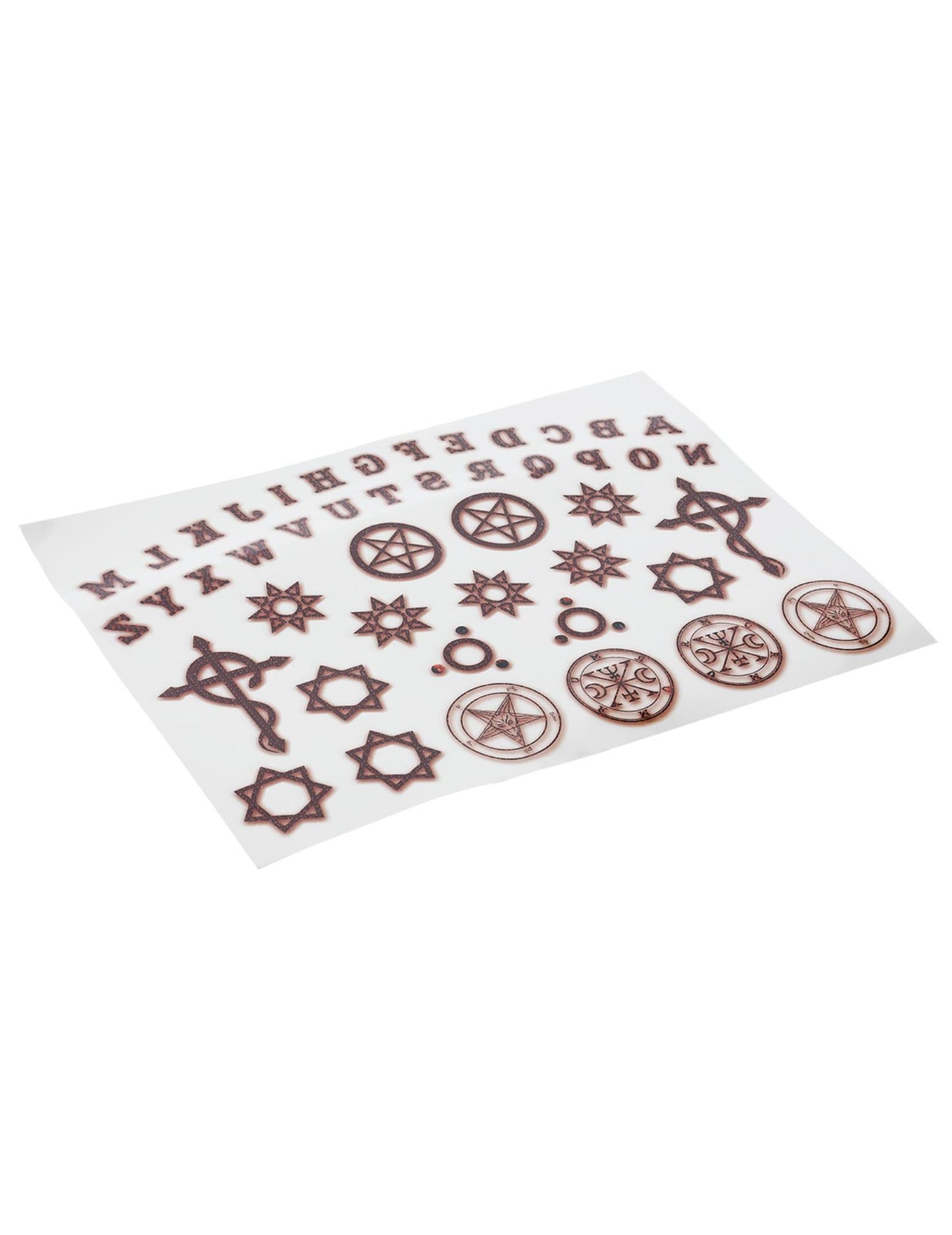 Vue de profil de la planche des tatouages ouija pour adulte