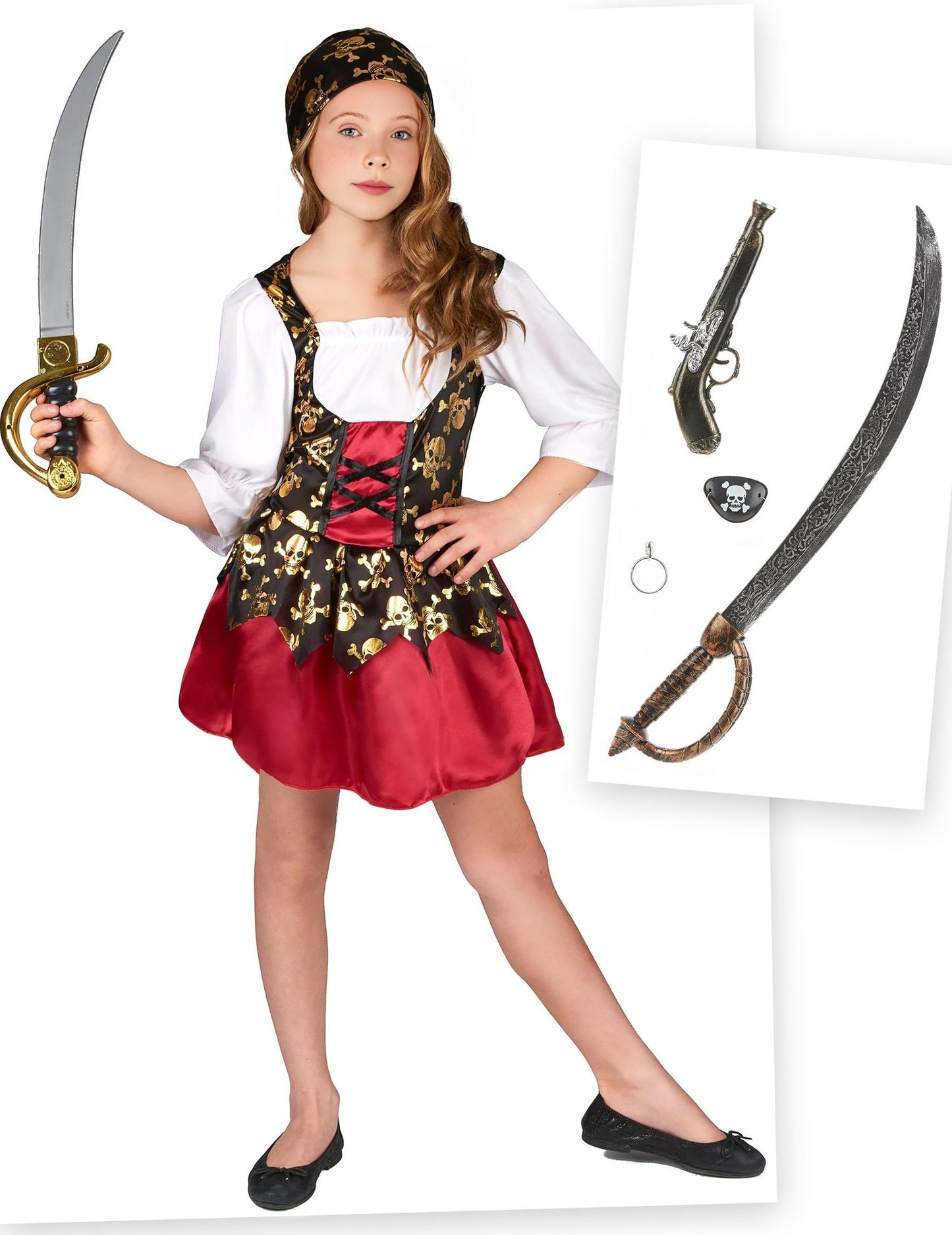 Pack déguisement et accessoires de pirate fille