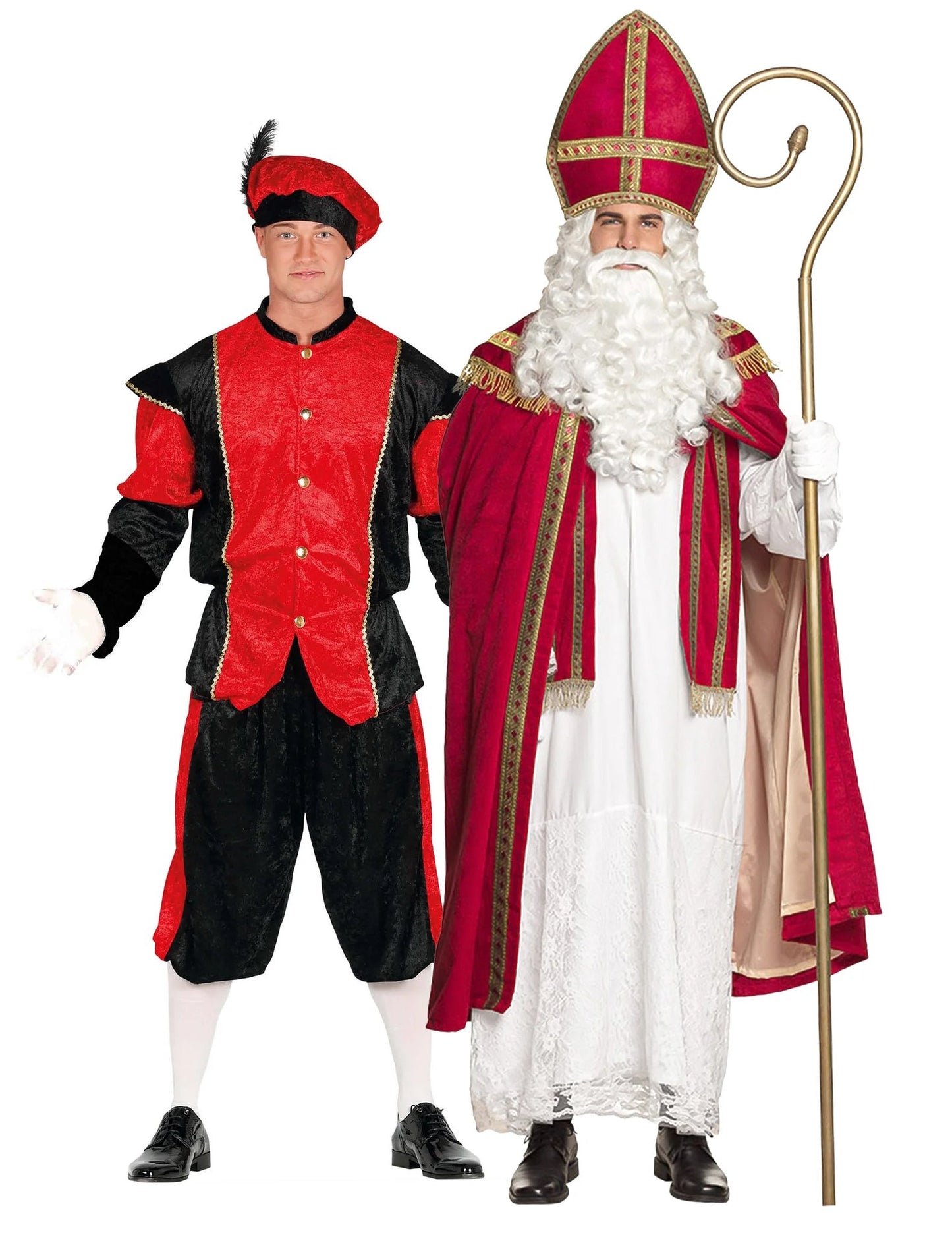 Déguisement de couple Saint Nicolas et Père fouettard adulte