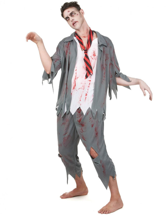 Pakiranje kostima za zombija za muškarce s lažnom krvlju i Halloween šminkom