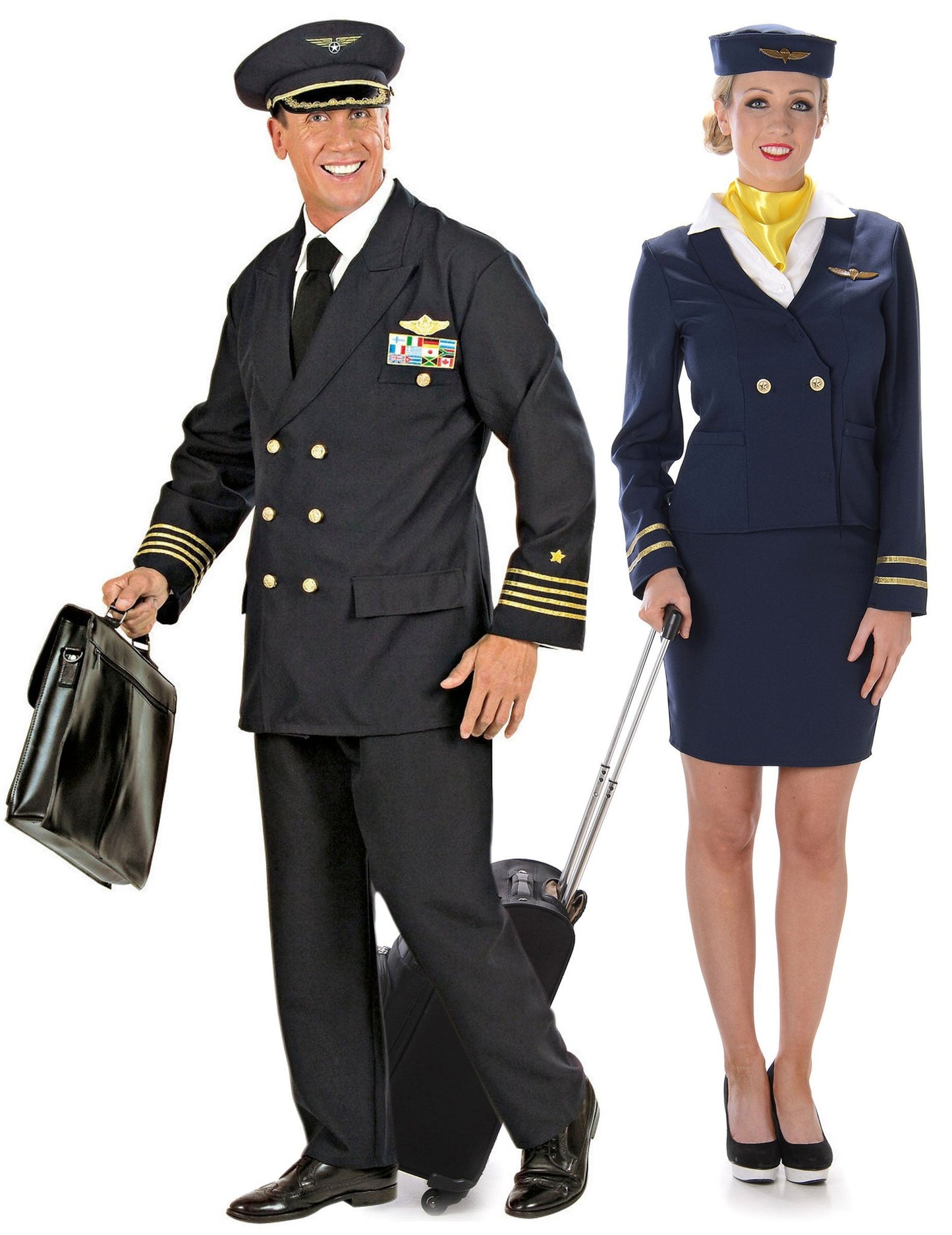 Déguisement de couple adulte pilote et hôtesse de l'air